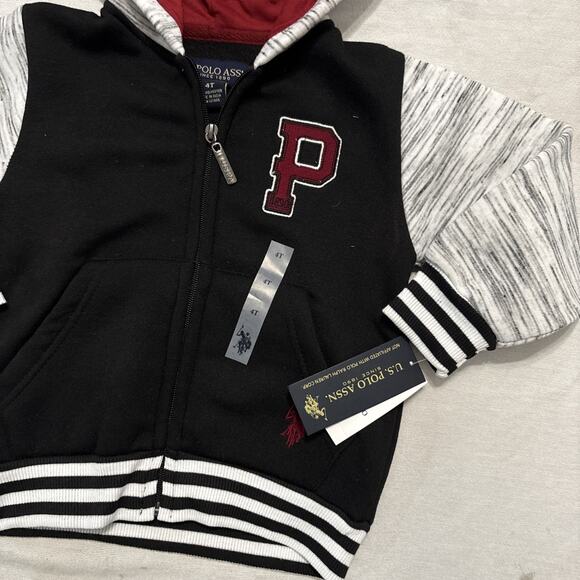 U.S Polo Assn Boys Hooded Jacket Size 3T/4T-Black - Picture 2 of 4